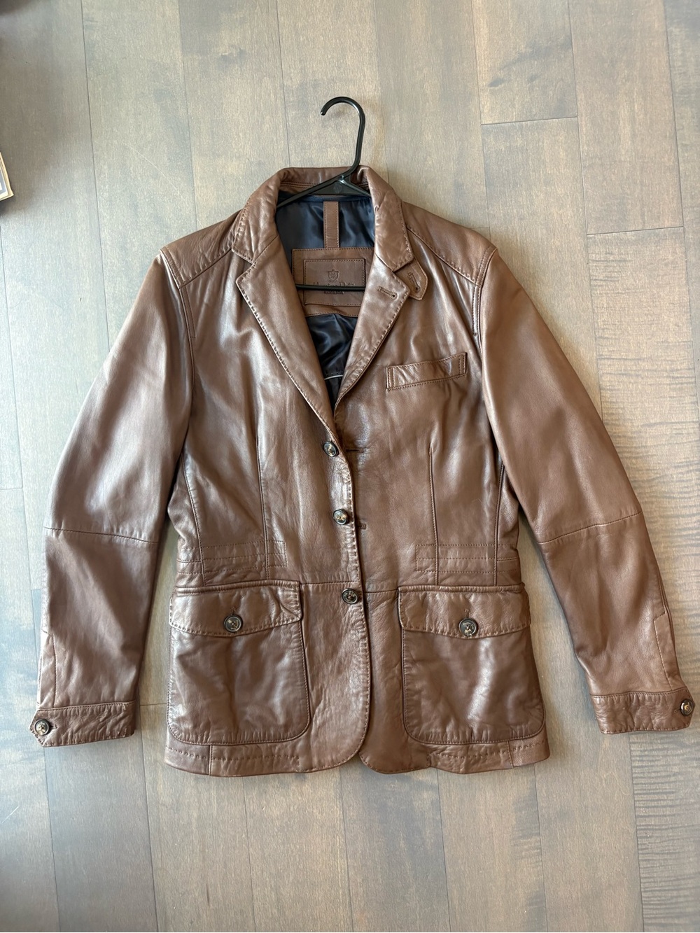 Massimo Dutti Light Brown Sheep Leather Blazer Jacket